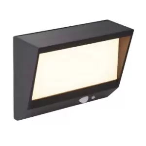 image of Solar LED Wall Light with PIR Motion Sensor Black