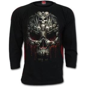 image of Death BoneRed Ripped Mens X-Large Long Sleeve T-Shirt - Black