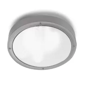 image of Basic Outdoor LED Round Flush Ceiling Light Grey 26cm 1340lm 3000K IP65