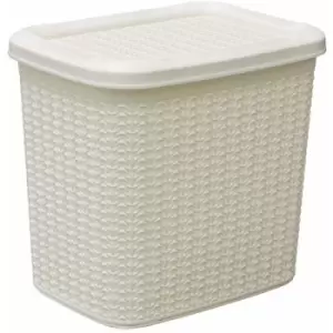 image of Knit Design Loop Plastic Storage Box 10L, Ivory 27 x 29 x 21cm - JVL