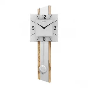 WILLIAM WIDDOP Oak Pendulum Wall Clock with Square Dial