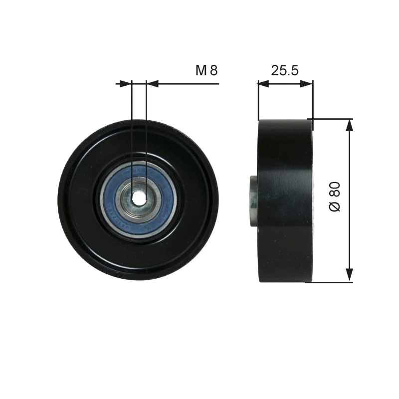 Image of GATES Deflection / guide pulley, V-ribbed belt GATES T38089