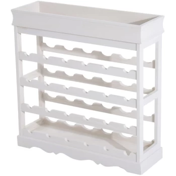 image of 4-tier Wooden Wine Rack Board 24 Bottles Stackable Display White - Homcom