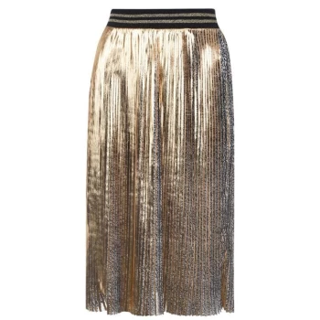 image of Biba Foil Pleated Skirt - Gold Multi