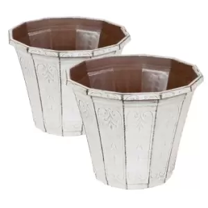 Image of YouGarden Pair of Callista Vintage Round Planters 30cm