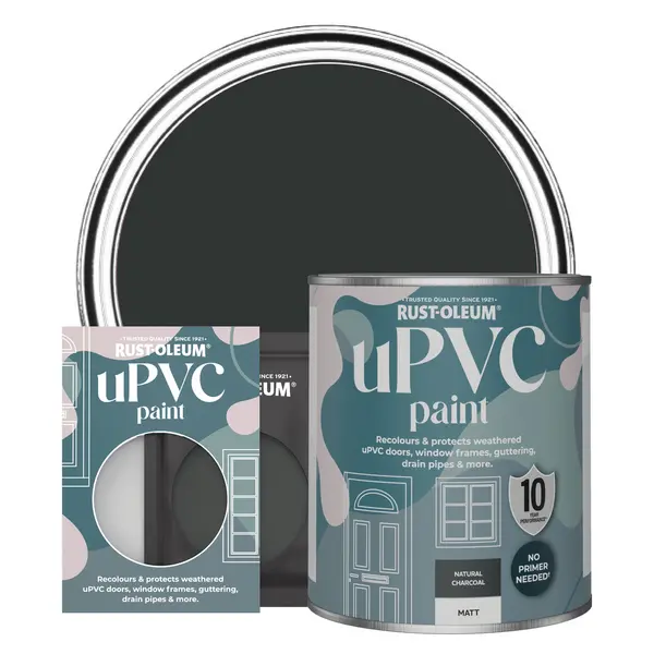 Image of Rust-Oleum uPVC Paint, Matt Finish - Natural Charcoal (Black) - 750ml