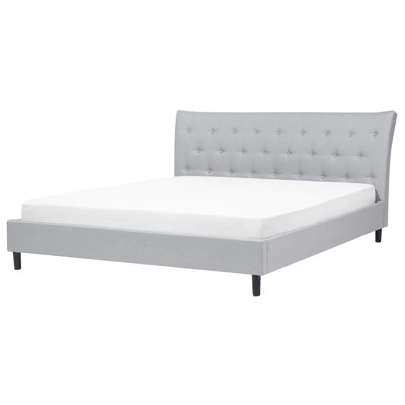 Image of Beliani Bed Fabric Saverne 180 X 200 Cm (Eu Super King) Light Grey