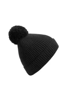 Image of Engineered Knit Ribbed Pom Pom Beanie