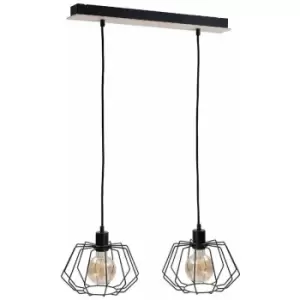 image of Keter Soho Bar Pendant Ceiling Light Wood, 55cm, 2x E27