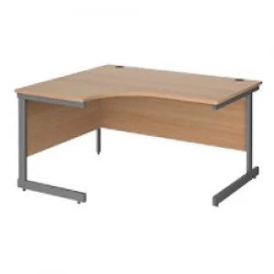 Image of Left Hand Ergonomic Desk with Beech Coloured MFC Top and Graphite Frame Cantilever Legs Contract 25 1400 x 1200 x 725 mm