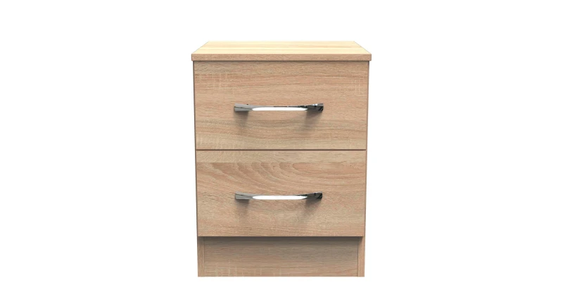 Image of Welcome Furniture Ready Assembled Coventry 2 Drawer Bed Cabinet Bardolino Light Oak, Brown AVN005BO