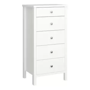 Tromso 5 Drawer Narrow Chest Off White