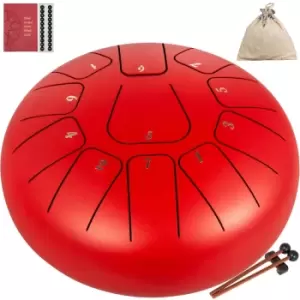 Image of VEVOR Handpan Steel Tongue Drum Percussion Instrument 11 Notes 8" Hand Drum Red