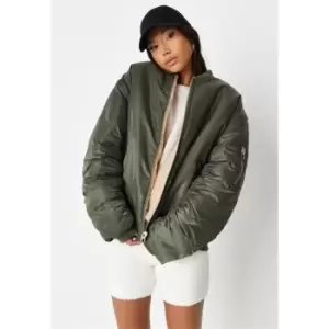 image of Missguided Oversized Borg Bomber - Green