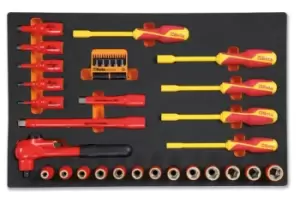 image of Beta Tools M110 36pc VDE Insulated Socket Bit & Accessory Set Tray Roller Cab