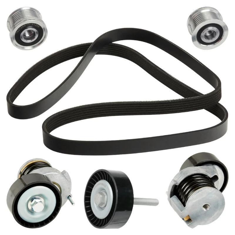 Image of RIDEX 542R0838 V-ribbed belt set Pulleys: with freewheel belt pulley V-Ribbed Belt Set (542)
