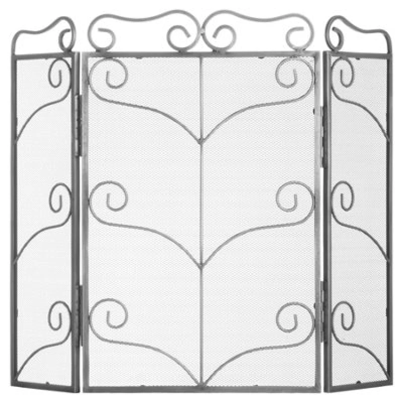 Image of Heavy Large Antique Silver Fire Screen