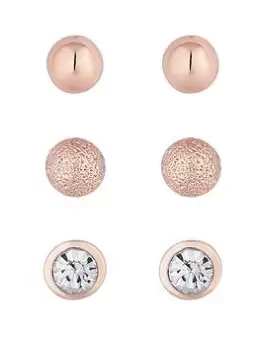 image of Mood Rose Gold 3 Pack Pack Studs Earrings, One Colour, Women