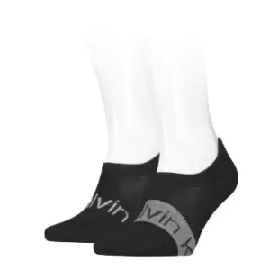 Image of Calvin Klein Klein Logo Foot Socks 2 Pack Mens - Black