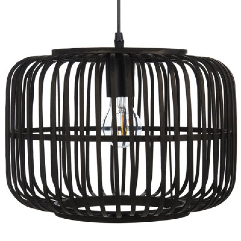 Image of Beliani Pendant Lamp Macheke Bamboo Wood Black