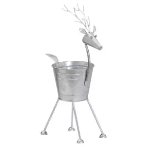 Image of The Noel Collection Reindeer Planter on Stand (One Size) (Silver)