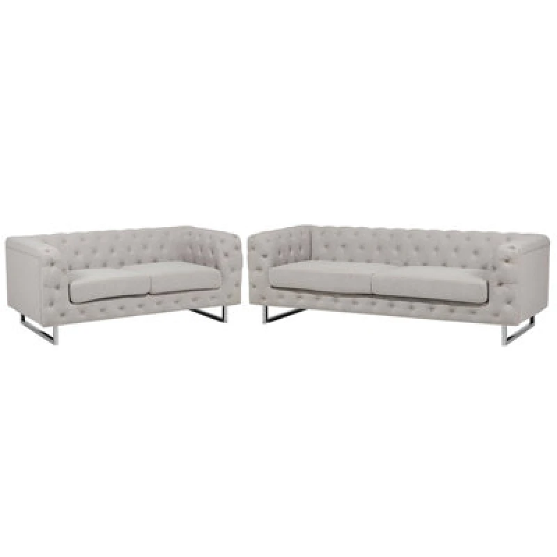 Image of Beliani Living Room Set 5 Seater Vissland Fabric Light Beige