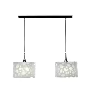 Image of Lupin Linear Pendant 2 Light E27 Line, Gloss White/White Acrylic/Polished Chrome, CFL Lamps INCLUDED