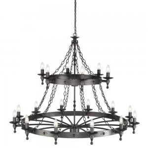 image of 18 Light 2 Tier Pendant Chandelier - Graphite Black