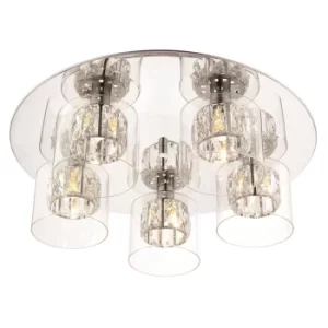 Image of 5 Light Flush Chrome, Glass, G9