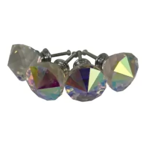Image of 4cm Crystal Effect Doorknobs, Diamond Shaped Set of 4