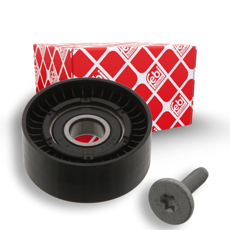 Image of FEBI BILSTEIN 44977 Idler Pulley with screw Plastic Deflection/Guide Pulley,v-ribbed belt (312)