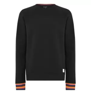 Image of Paul Smith Stripe Crew Sweatshirt - Black