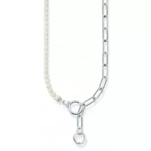 Image of Sterling Silver Freshwater Pearls Zirconia Necklace KE2193-167-14-L47V