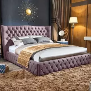 Image of Gerald Bed Double Plush Velvet Pink