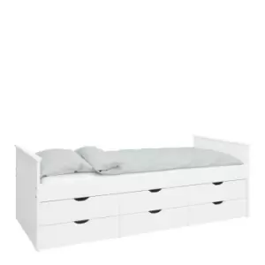 image of Alba Single Bed With 6 Drawers White