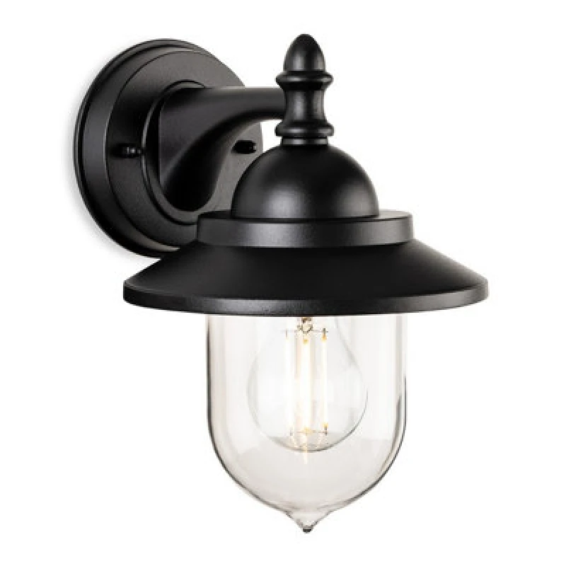 Image of Luminosa Lighting Luminosa Stanley Lantern Wall Light Black 1Xe27 Ip44