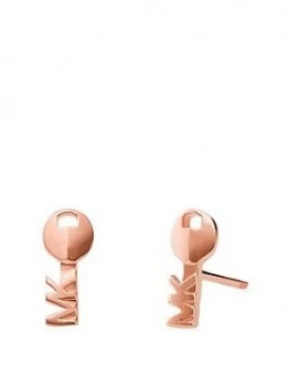 Image of Michael Kors Rose Tone Mk Stud Earrings