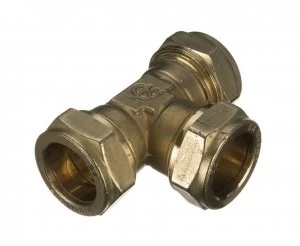 Image of Wickes Brass Compression Equal Tee - 15mm Pack of 5