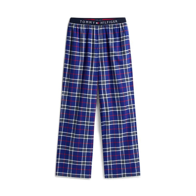 Image of Tommy Hilfiger Mens Essential Flannel Pyjama Trousers Blue Tartan male L