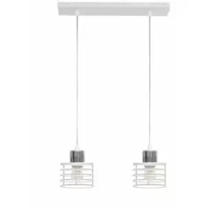 image of Helam Edison Straight Bar Pendant Ceiling Light White, Chrome 40cm