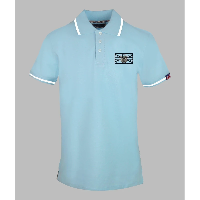 Image of Aquascutum Mens Polo Short Sleeve Polo Shirt Cielo male Small