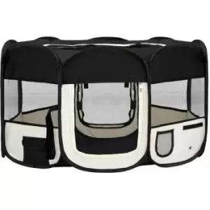 Image of Foldable Dog Playpen with Carrying Bag Black 145x145x61cm vidaXL - Black