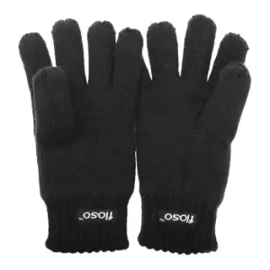 image of FLOSO Childrens Unisex Knitted Thermal Thinsulate Gloves (3M 40g) (10-11 Years) (Black)