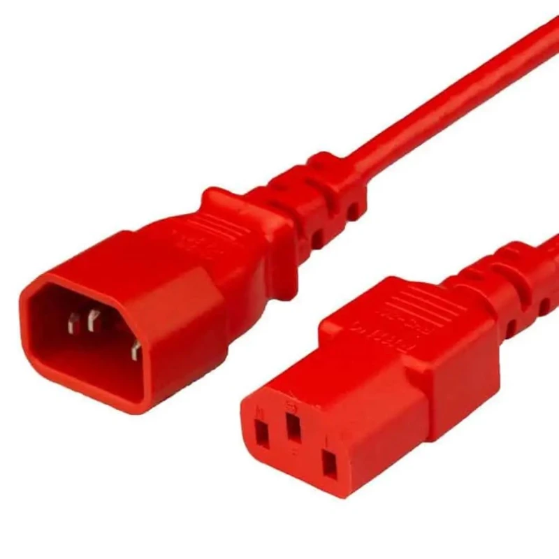 Image of FDL 2M IEC C14 PLUG TO C13 SOCKET CABLE - 1.0mm / RED