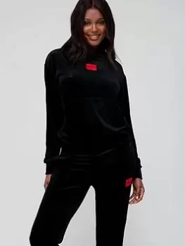 Image of HUGO Red Label Velour Lounge Hoodie - Black, Size XL, Women