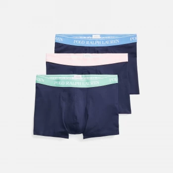 image of Polo Ralph Lauren Mens Classic 3 Pack Trunks - Navy Blue/Navy Pink/Navy Green - L