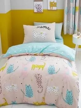 Image of Catherine Lansfield Cute Cats Reversible Duvet Set Db