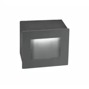 image of Fishers Outdoor Recessed Wall Lamp Dark Grey Aluminium LED 3W 132Lm 3000K IP54 - Merano