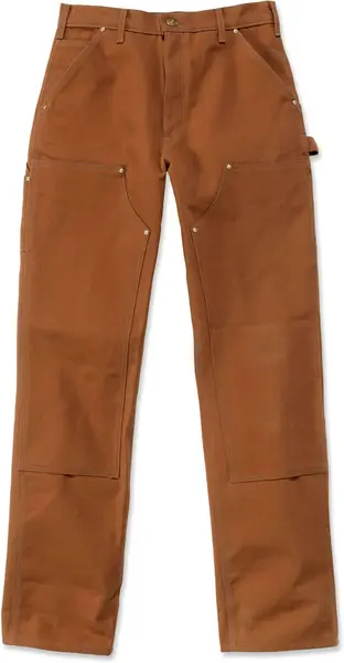 Image of Carhartt Firm Duck Double-Front Work Dungaree Pants, brown, Size 30