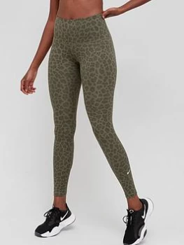 image of Nike The One Dri-FIT Leopard Print Leggings - Olive, Olive Size M Women